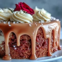Elegant Bridal Shower Rosé Velvet Cake with glistening gold drip.